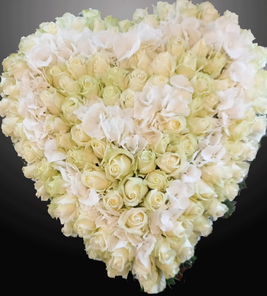 Hart witte rozen Bloemen van Tante Lien